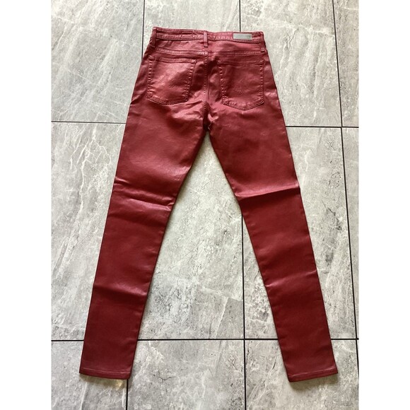 AG Adriano Goldschmied Jeans Womens Red Coated Farrah Skinny Ankle 27 - Picture 4 of 8